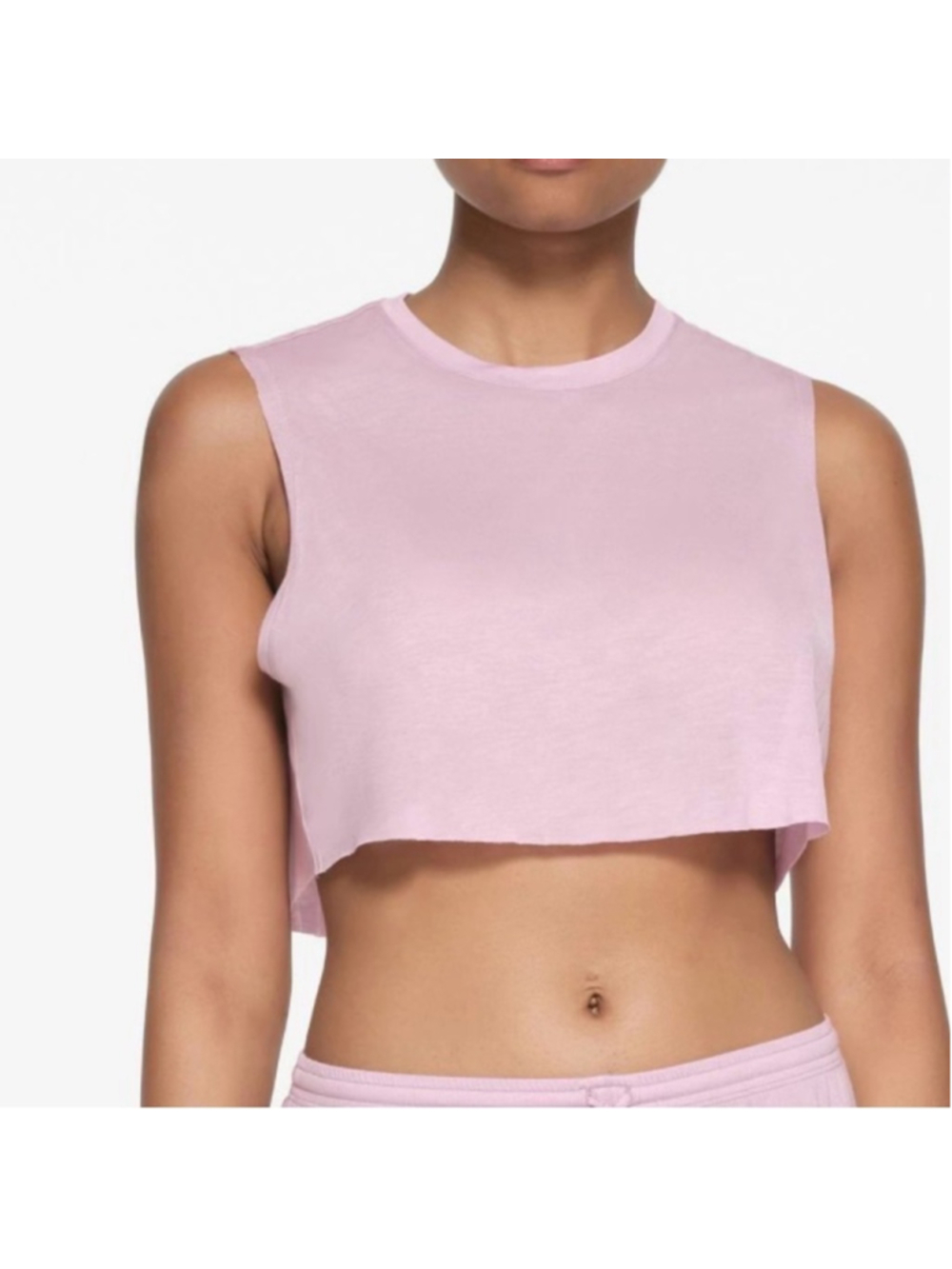 SKIMS Super Cropped Light Orchid Pink Sleeveless Lounge Top Size S Athleisure